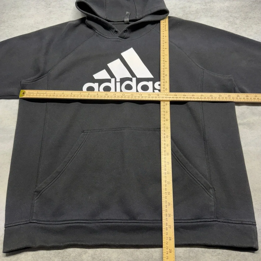 Adidas Big Logo Hoodie Sweatshirt Black XL Mens Pullover Raglan Streetwear
